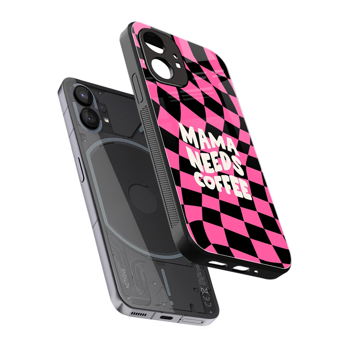 Mama Needs Coffee sleek nothing phone 1 cover with tempered glass back and TPU edges