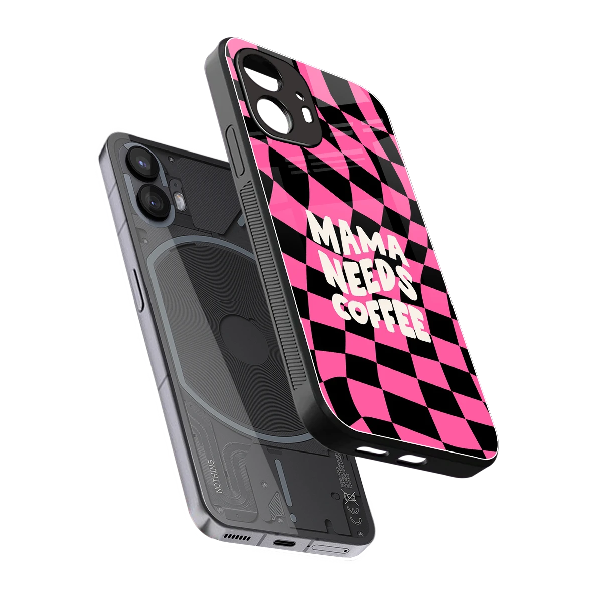 Mama Needs Coffee sleek nothing phone 2 cover with tempered glass back and TPU edges