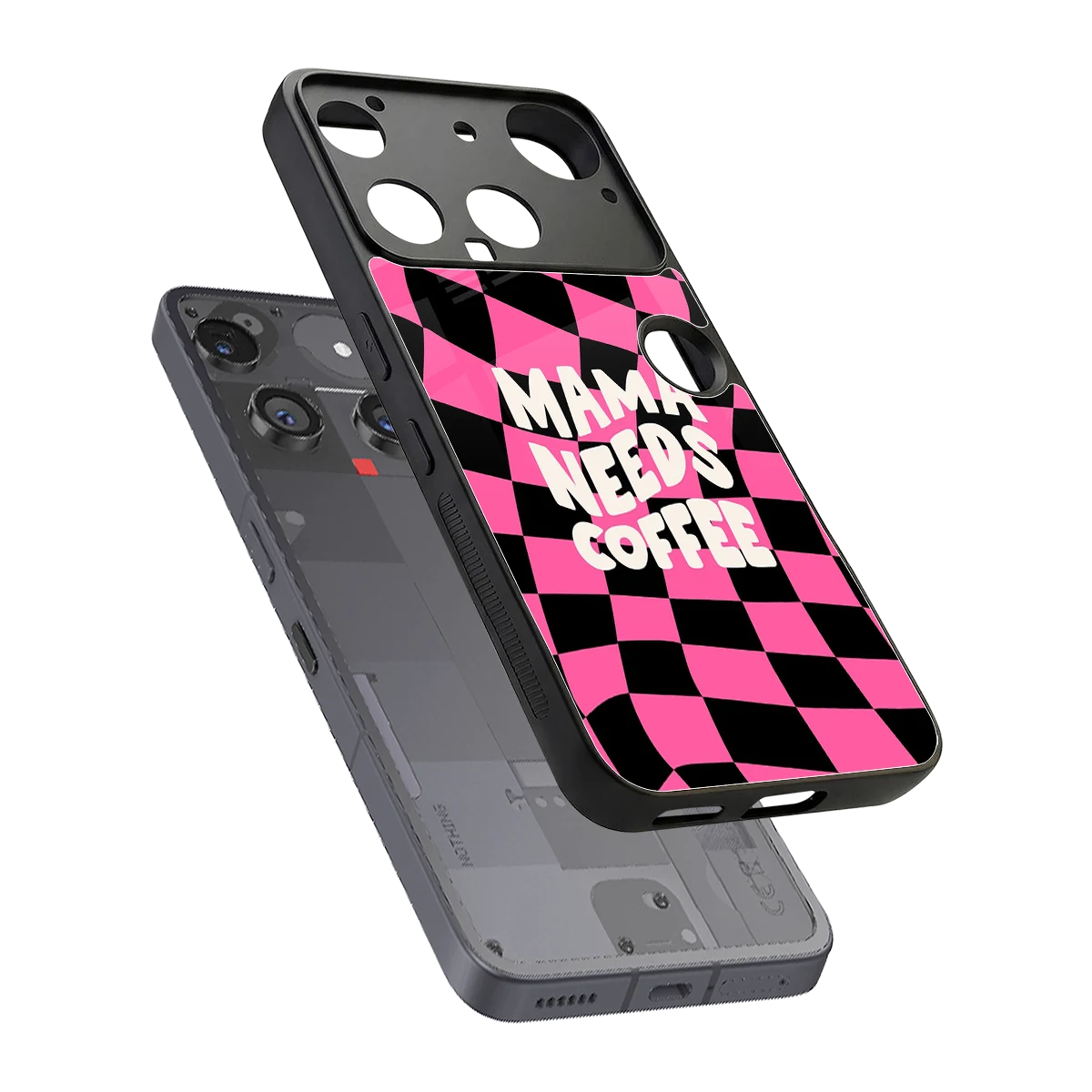 Mama Needs Coffee sleek nothing phone 3 cover with tempered glass back and TPU edges