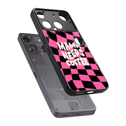 Mama Needs Coffee sleek nothing phone 3 cover with tempered glass back and TPU edges