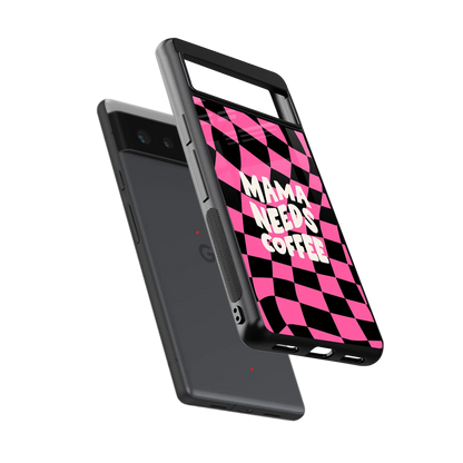 Mama Needs Coffee sleek google pixel 6a cover with tempered glass back and TPU edges