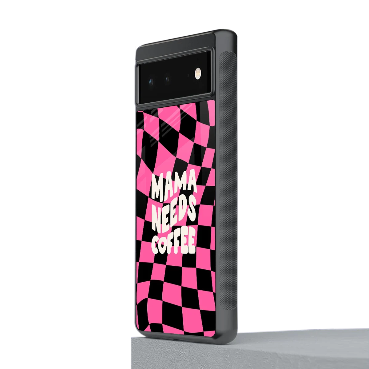 Mama Needs Coffee stylish phone case for google pixel 6a | glossy glass and slim fit