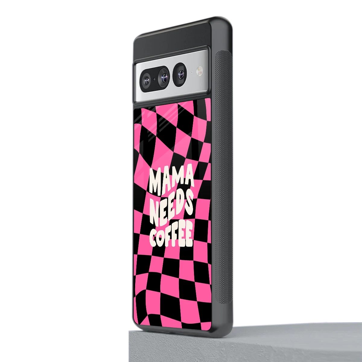 Mama Needs Coffee stylish phone case for google pixel 7 pro | glossy glass and slim fit