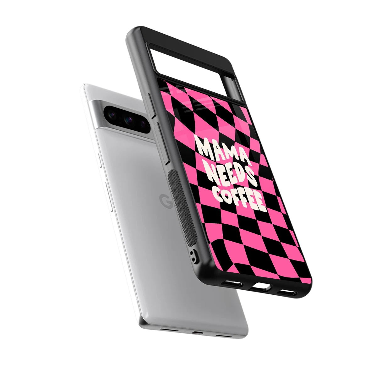 Mama Needs Coffee sleek google pixel 8 pro cover with tempered glass back and TPU edges