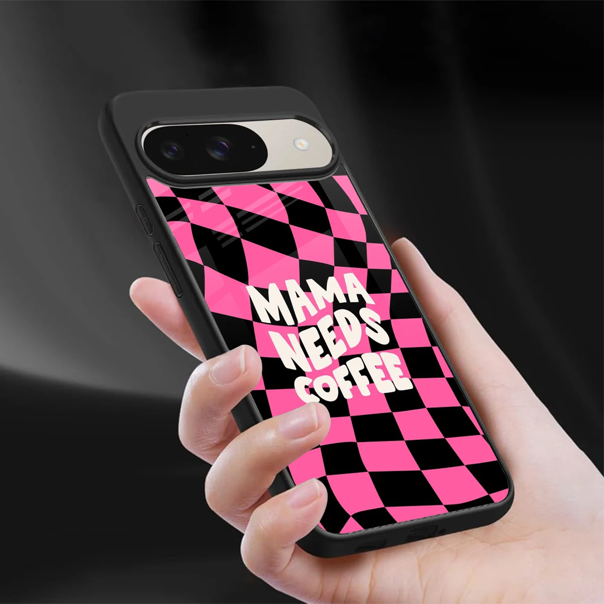 Mama Needs Coffee sleek google pixel 9 cover with tempered glass back and TPU edges