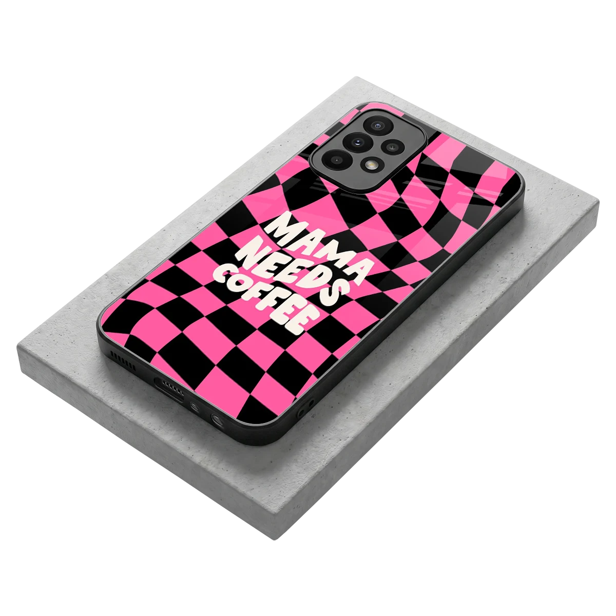 Mama Needs Coffee stylish phone case for samsung galaxy a23 | glossy glass and slim fit