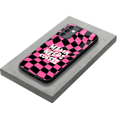 Mama Needs Coffee stylish phone case for samsung galaxy m14 5g | glossy glass and slim fit