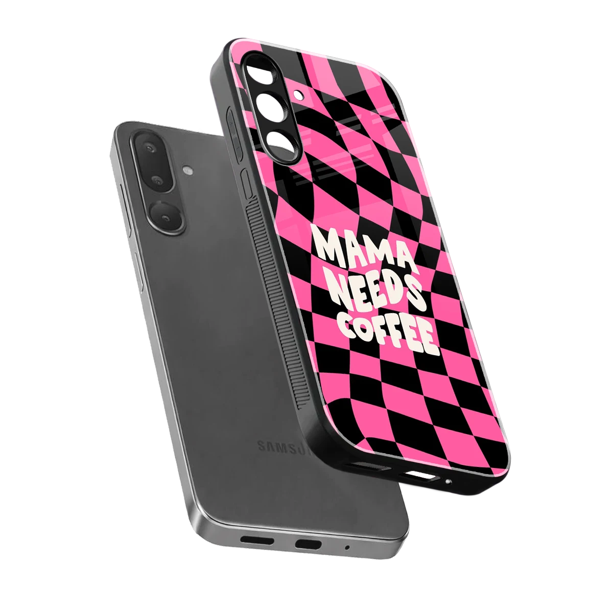 Mama Needs Coffee sleek samsung galaxy m56 5g cover with tempered glass back and TPU edges