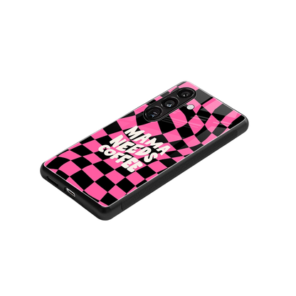 Mama Needs Coffee stylish phone case for samsung galaxy s24 | glossy glass and slim fit