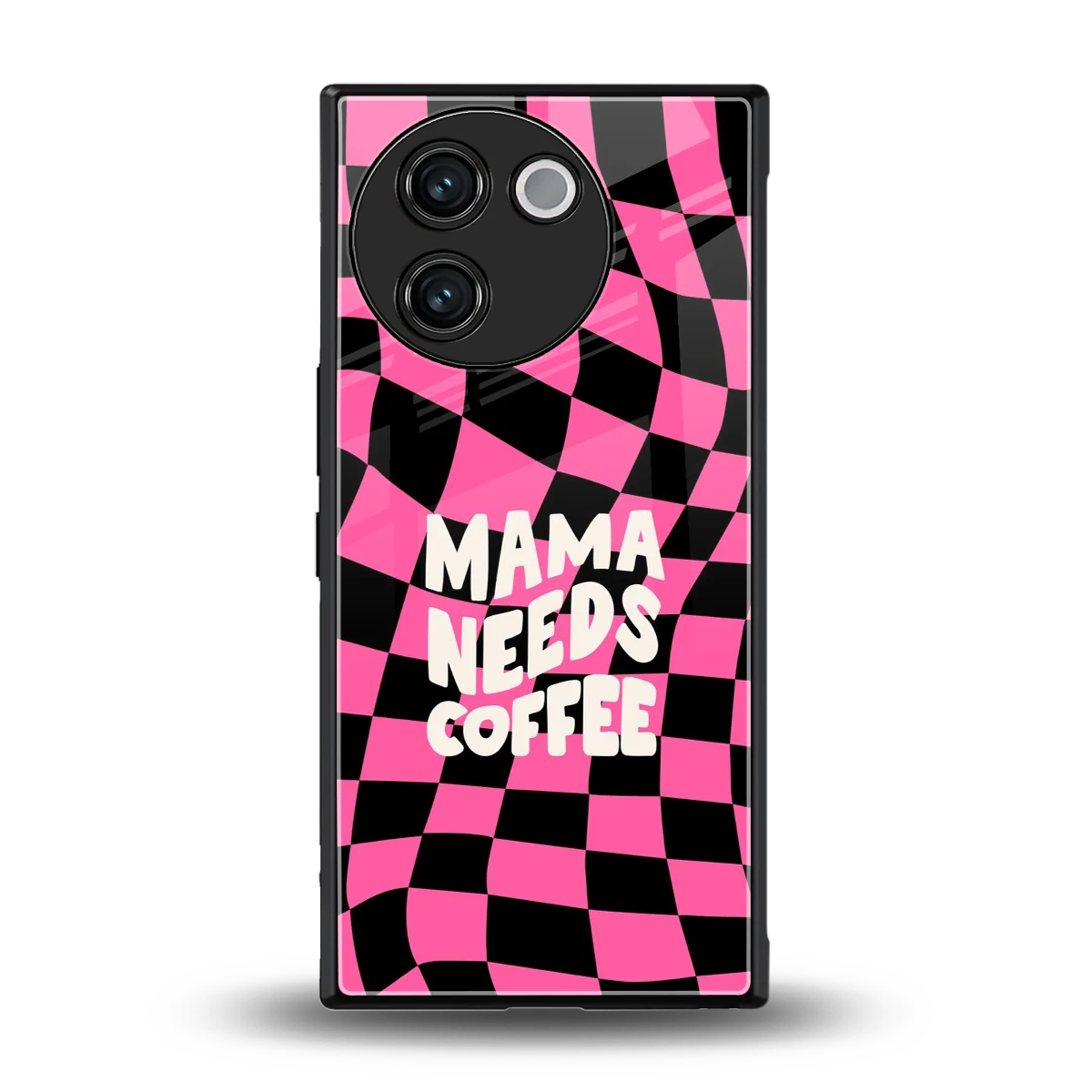 Mama Needs Coffee back phone cover | glass case for vivo v30e