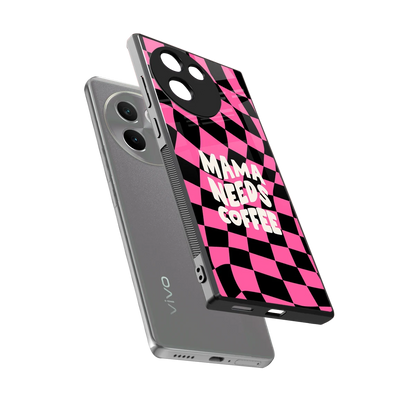 Mama Needs Coffee sleek vivo v30e cover with tempered glass back and TPU edges