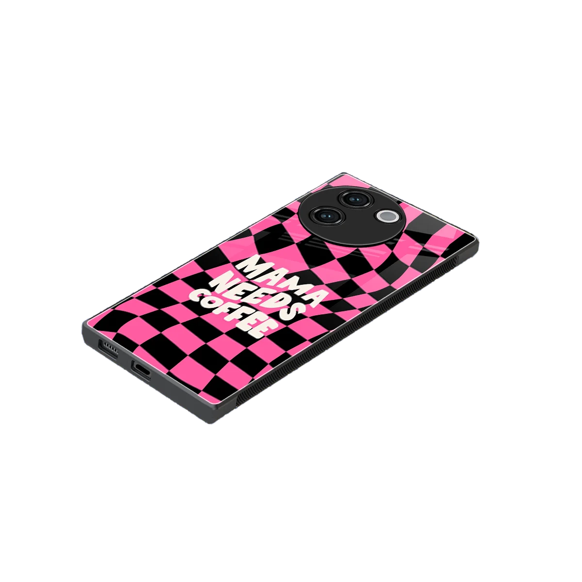 Mama Needs Coffee stylish phone case for vivo v30e | glossy glass and slim fit
