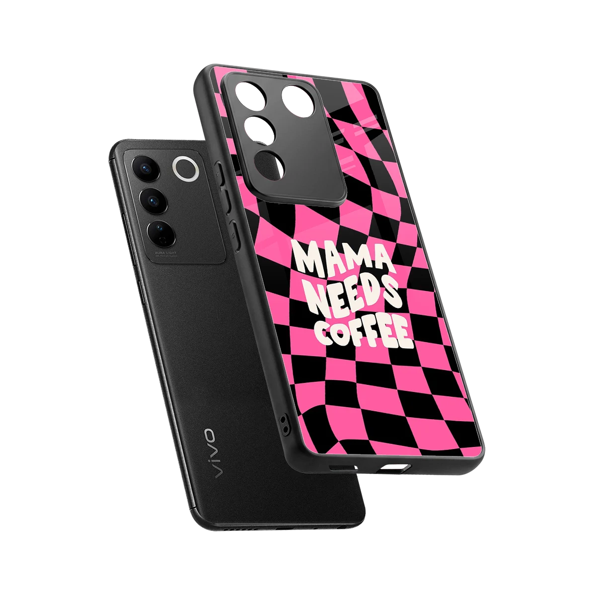 Mama Needs Coffee sleek vivo v27 5g cover with tempered glass back and TPU edges