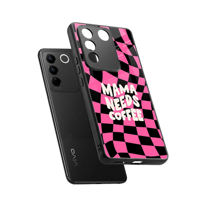 Mama Needs Coffee sleek vivo v27 5g cover with tempered glass back and TPU edges