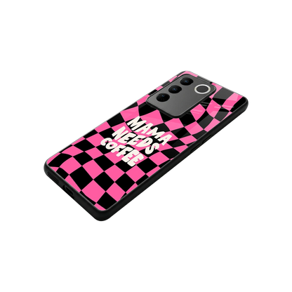 Mama Needs Coffee stylish phone case for vivo v27 5g | glossy glass and slim fit