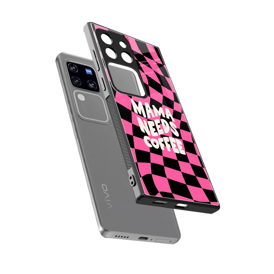 Mama Needs Coffee sleekvivo v30 pro cover with tempered glass back and TPU edges