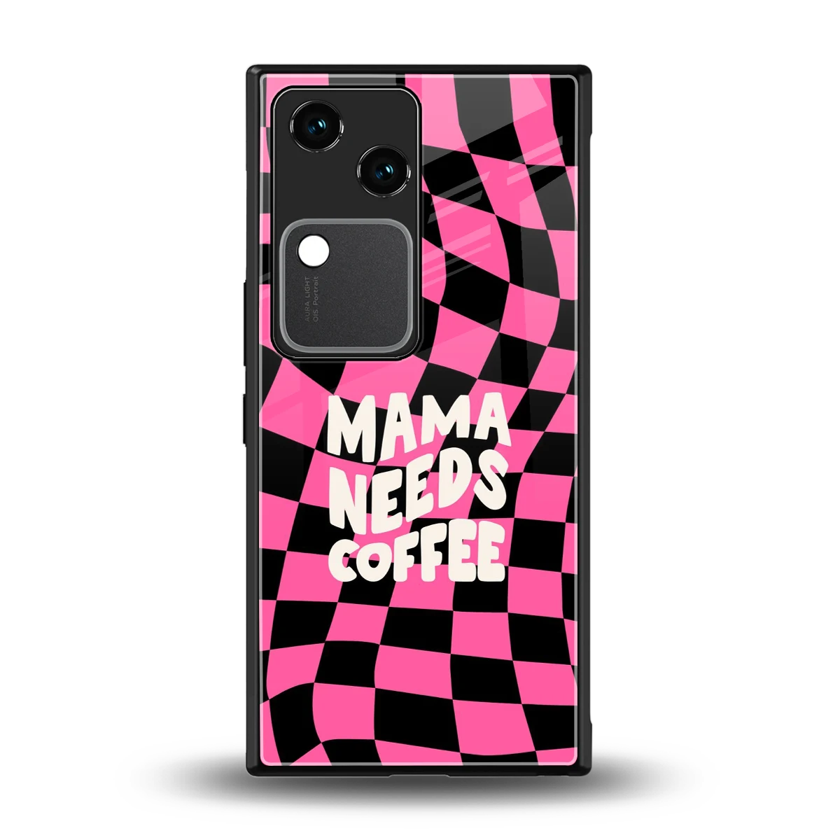 Mama Needs Coffee back phone cover | glass case for vivo v30