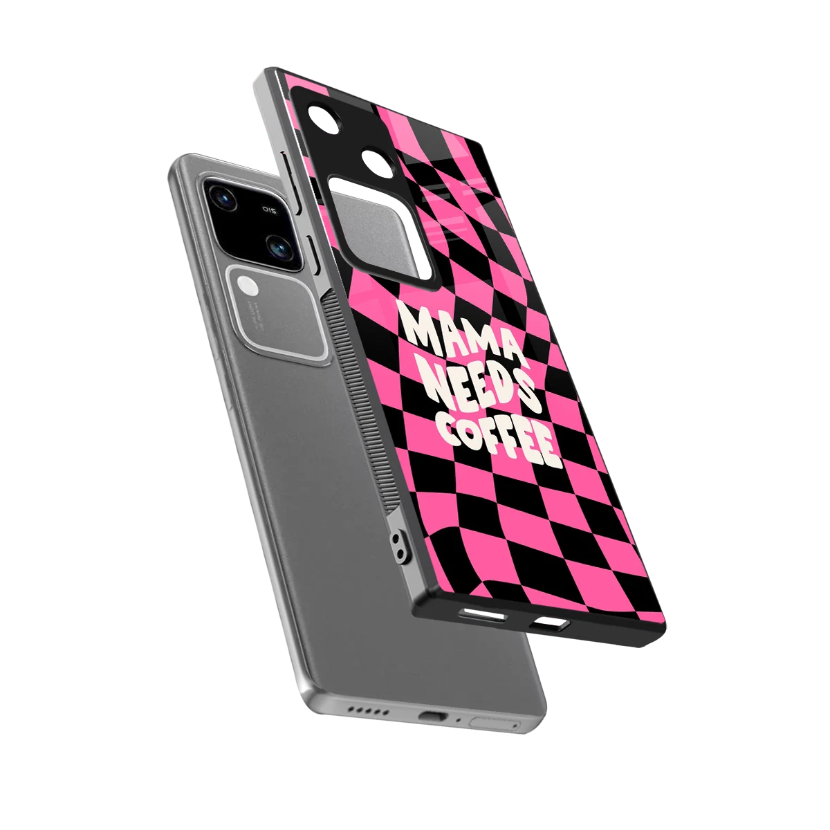 Mama Needs Coffee sleek vivo v30 cover with tempered glass back and TPU edges