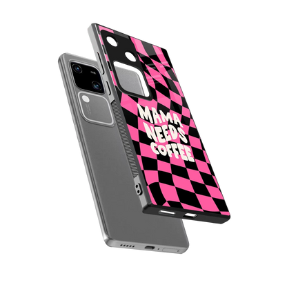 Mama Needs Coffee sleek vivo v30 cover with tempered glass back and TPU edges