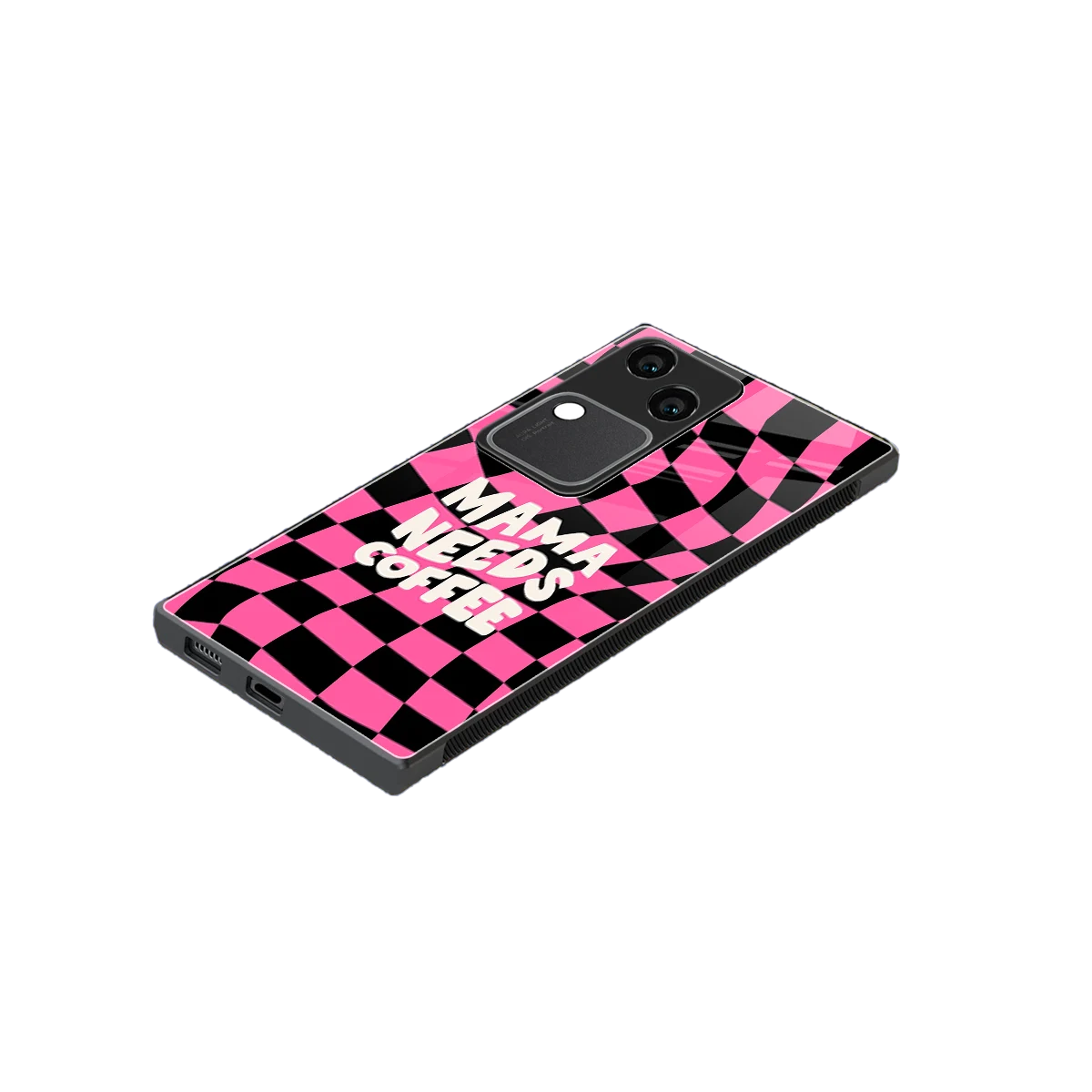 Mama Needs Coffee stylish phone case for vivo v30 | glossy glass and slim fit