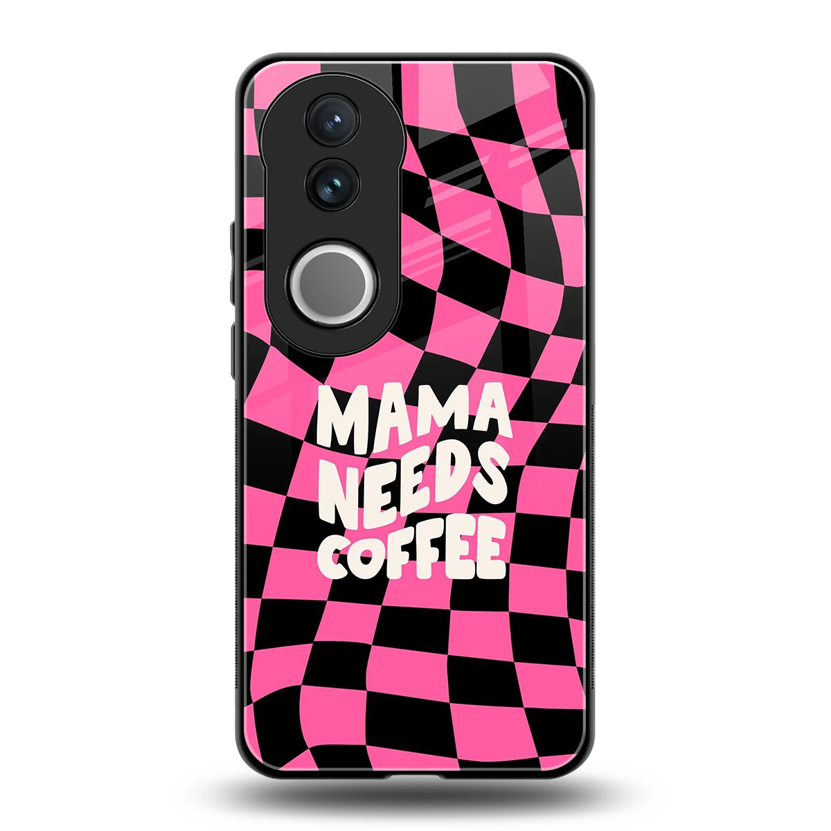 Mama Needs Coffee back phone cover | glass case for vivo v50