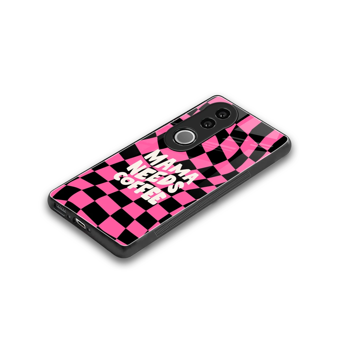 Mama Needs Coffee stylish phone case for vivo v50 | glossy glass and slim fit