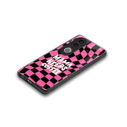 Mama Needs Coffee stylish phone case for vivo v50 | glossy glass and slim fit