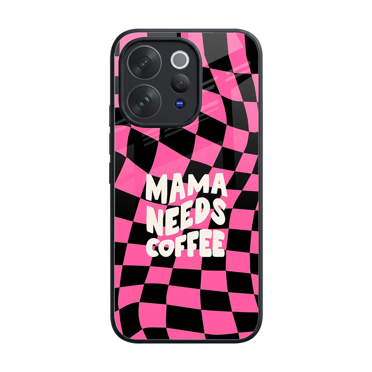 Mama Needs Coffee back phone cover | glass case for vivo v70 elite