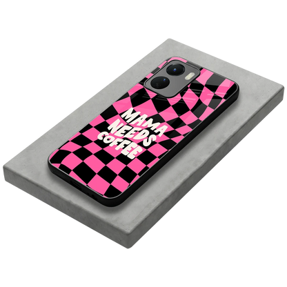 Mama Needs Coffee stylish phone case for vivo y16 | glossy glass and slim fit
