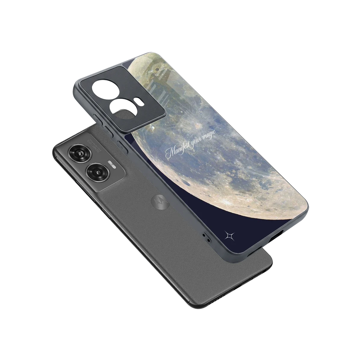 Manifest Glow sleek motorola edge 50 fusion cover with tempered glass back and TPU edges