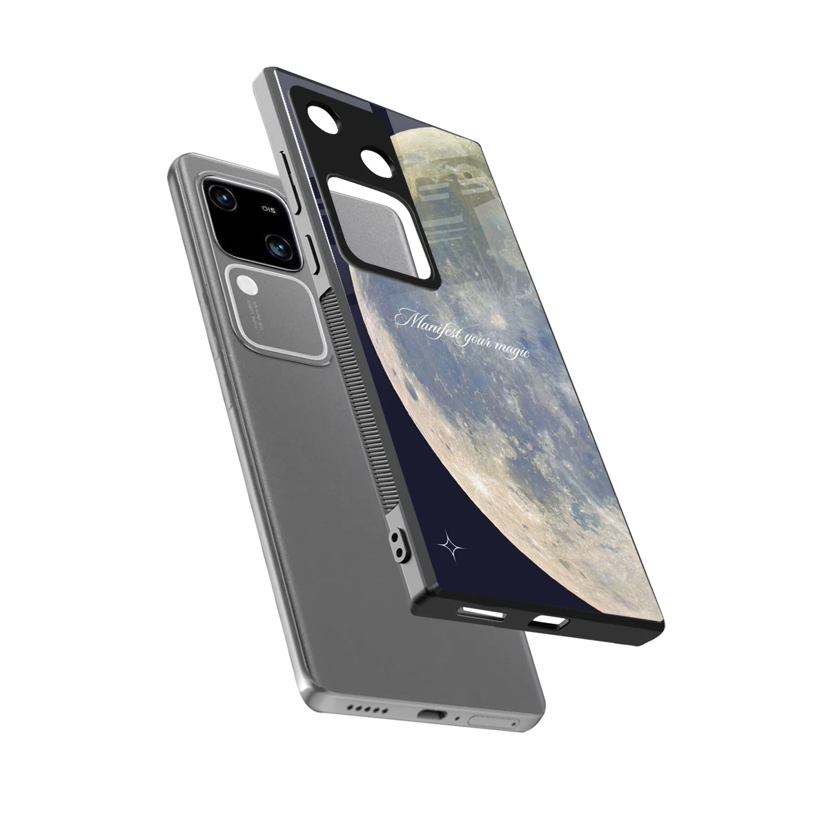 Manifest Glow sleek vivo v30 cover with tempered glass back and TPU edges