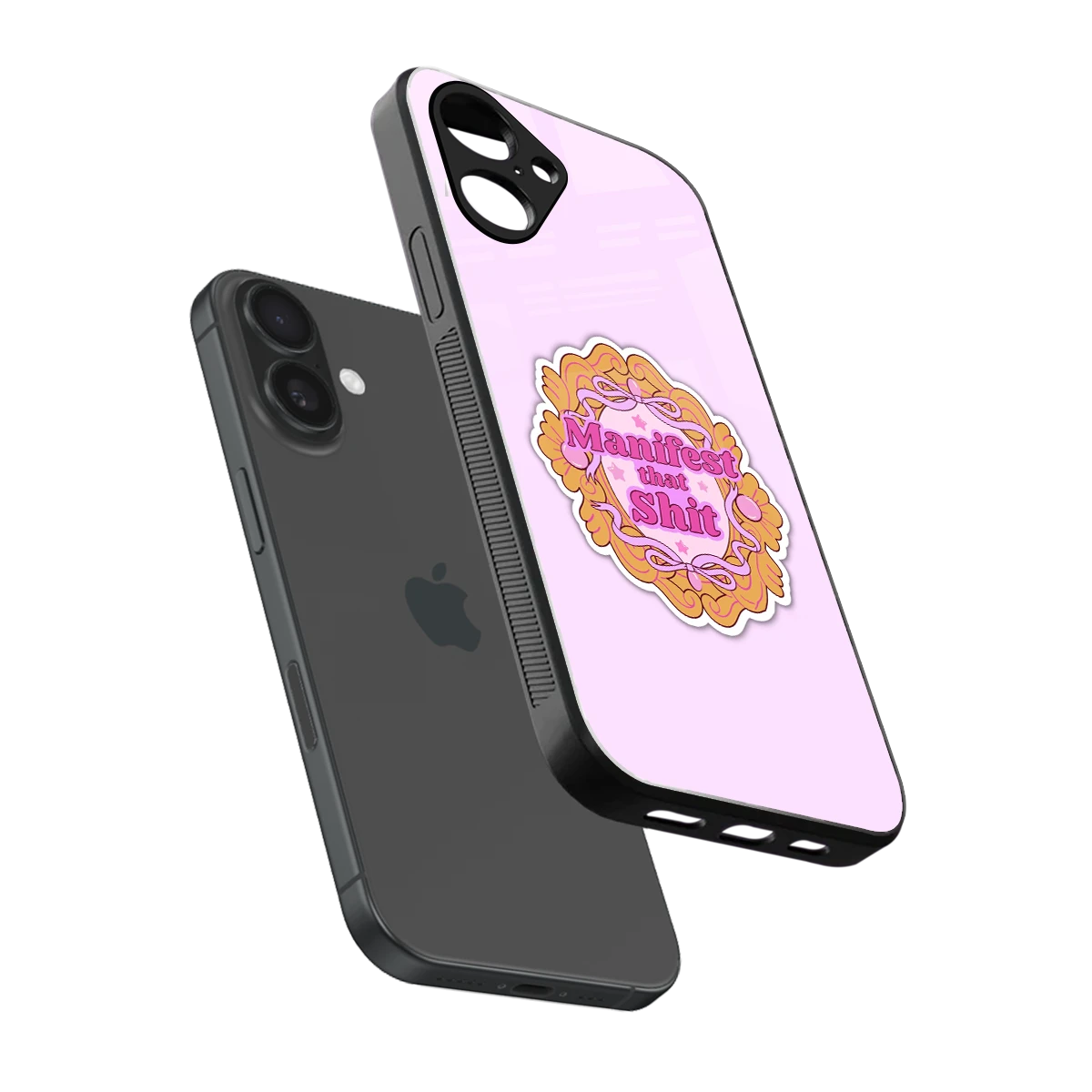 Manifestor sleek iPhone 16 cover with tempered glass back and TPU edges