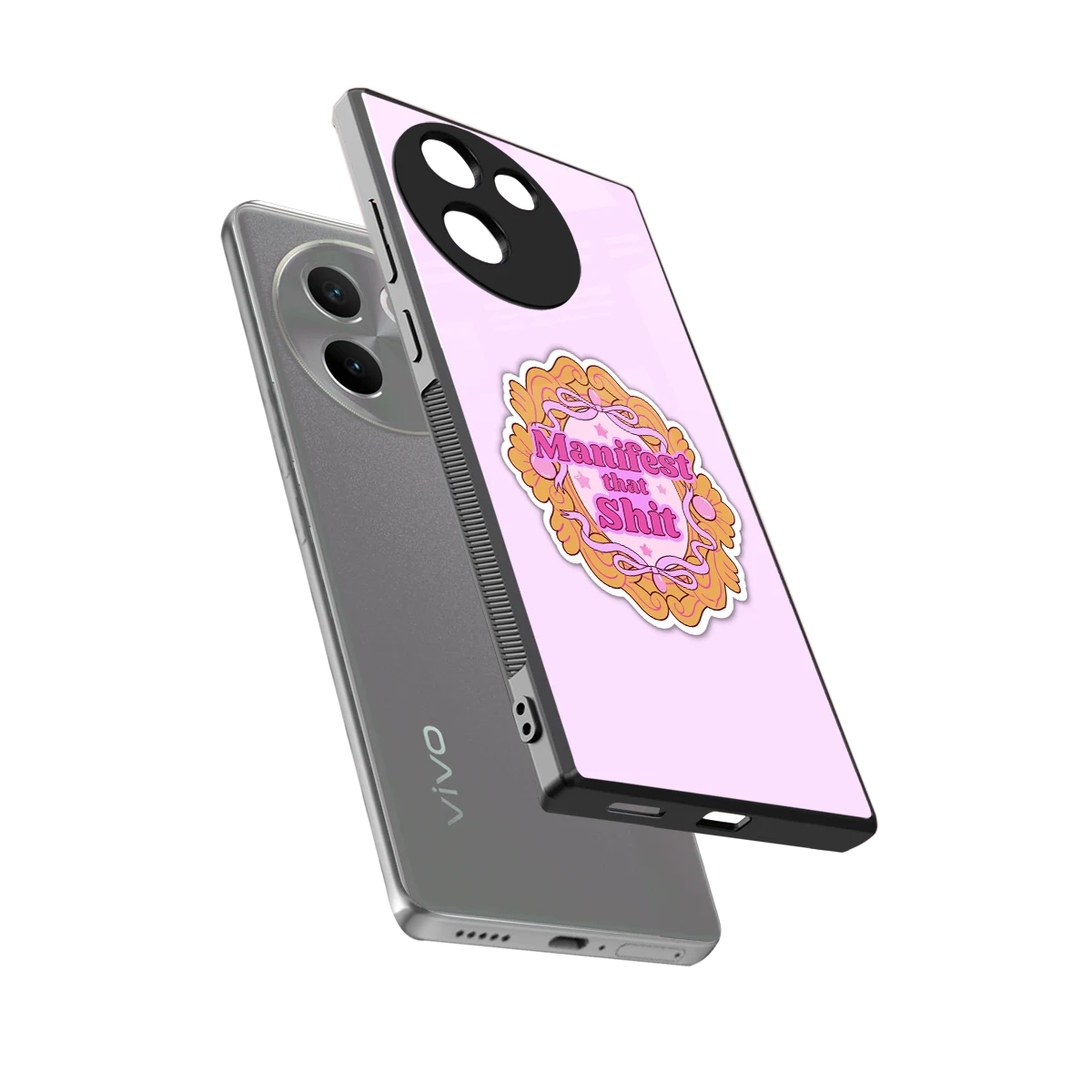 Manifestor sleek vivo v30e cover with tempered glass back and TPU edges