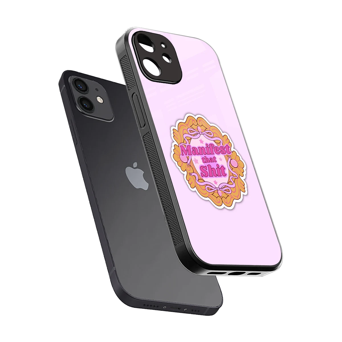 Manifestor sleek iphone 12 cover with tempered glass back and TPU edges