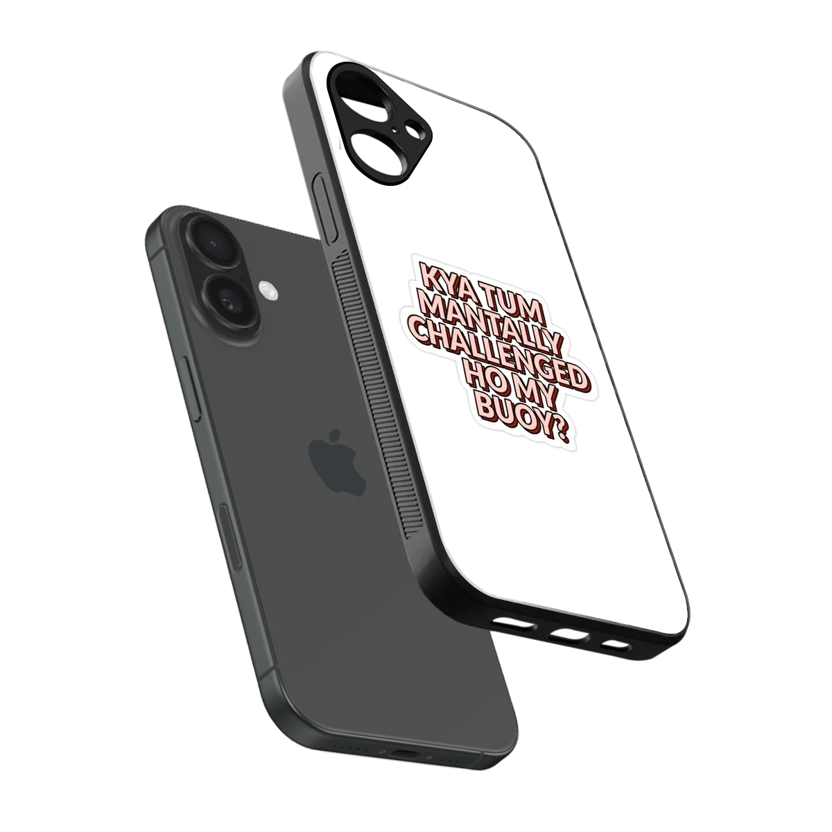Mantally Challenged sleek iPhone 16 cover with tempered glass back and TPU edges