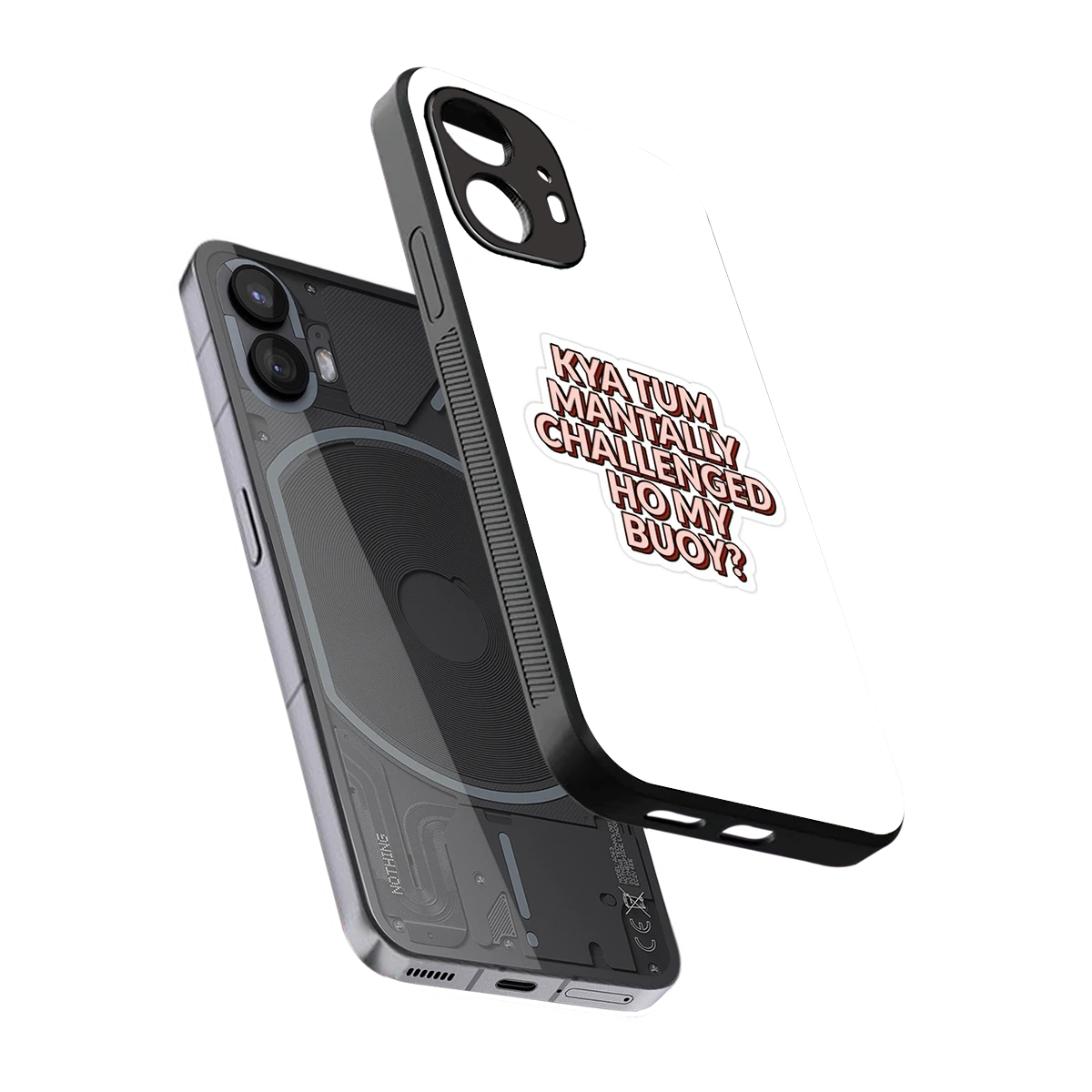 Mantally Challenged sleek nothing phone 2 cover with tempered glass back and TPU edges