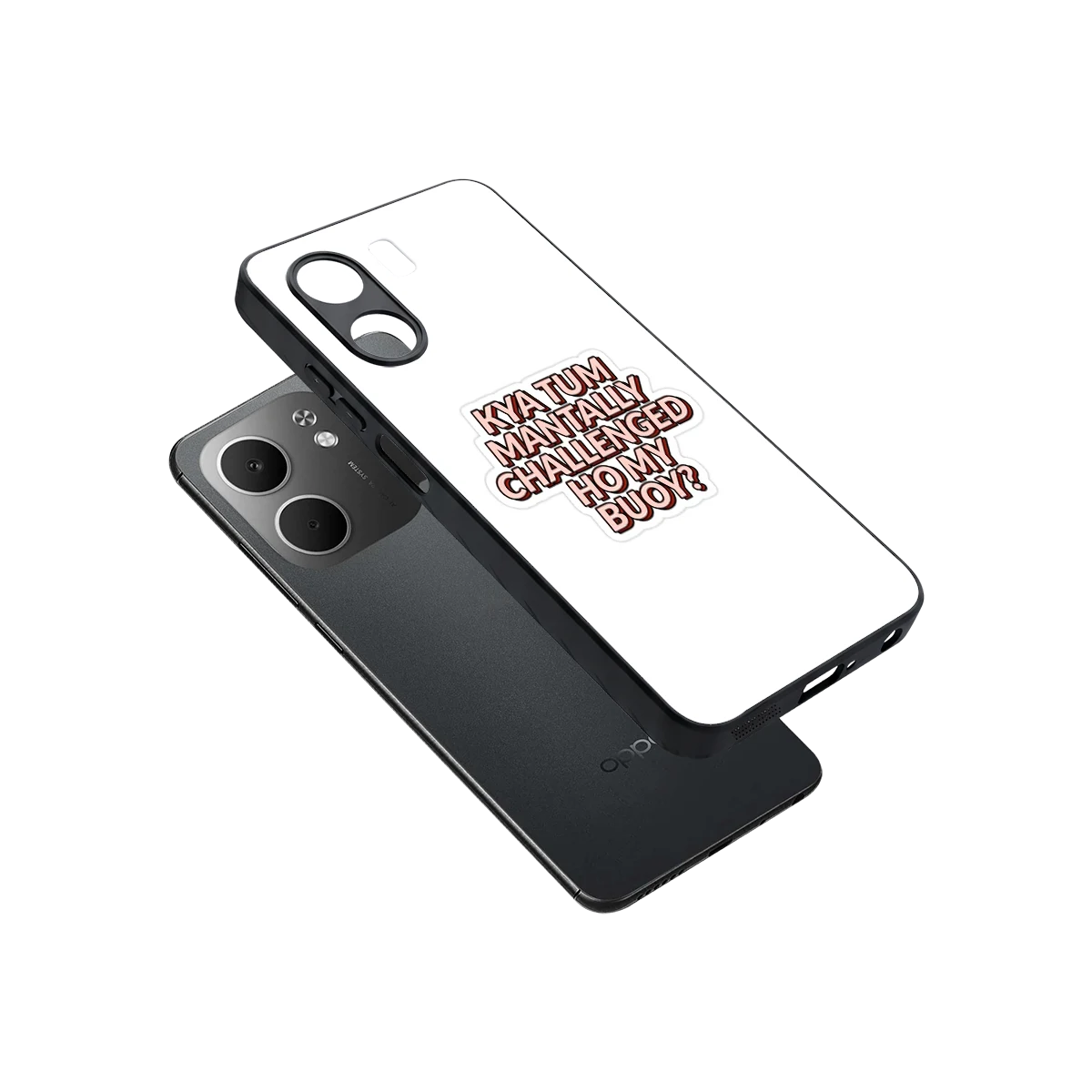 Mantally Challenged sleek oppo a5x 5g cover with tempered glass back and TPU edges