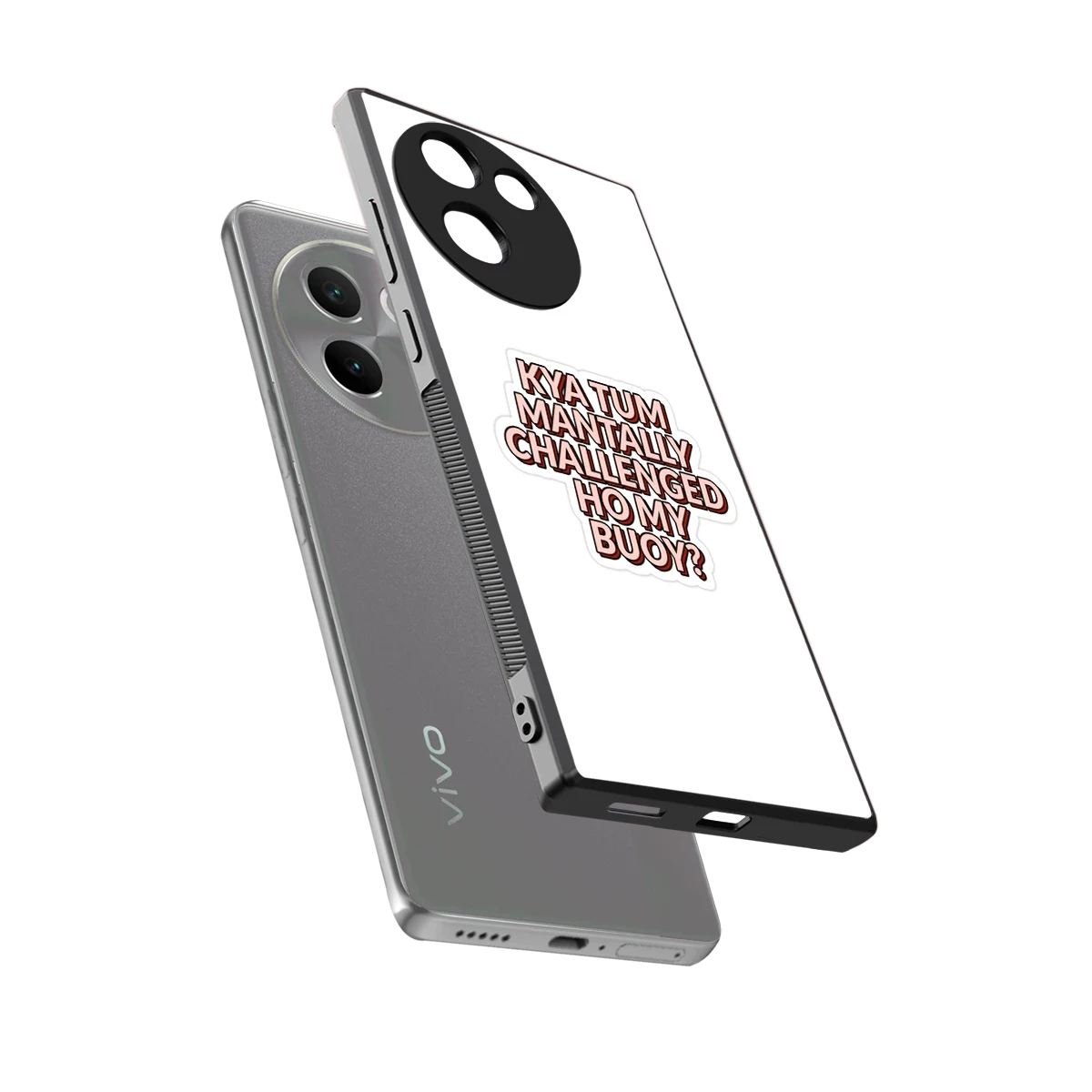 Mantally Challenged sleek vivo v30e cover with tempered glass back and TPU edges