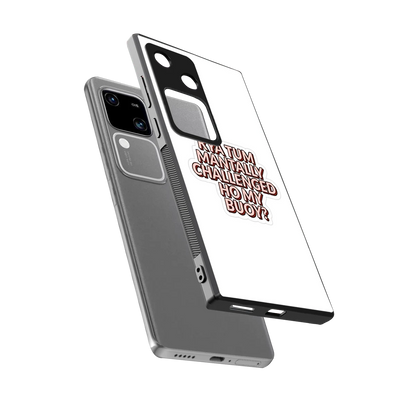 Mantally Challenged sleek vivo v30 cover with tempered glass back and TPU edges