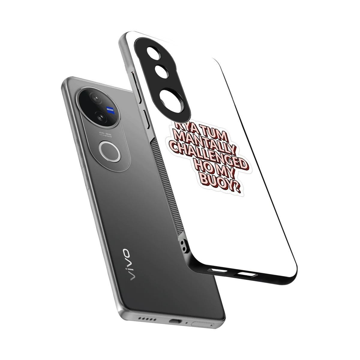 Mantally Challenged sleek vivo v50 cover with tempered glass back and TPU edges
