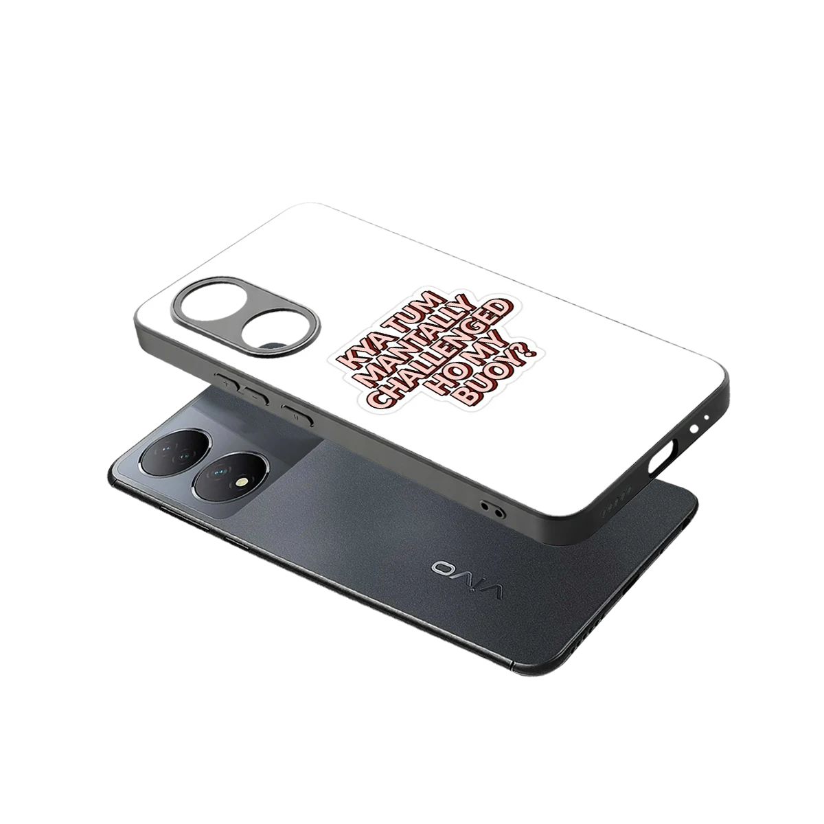 Mantally Challenged sleek Vivo-y100 cover with tempered glass back and TPU edges