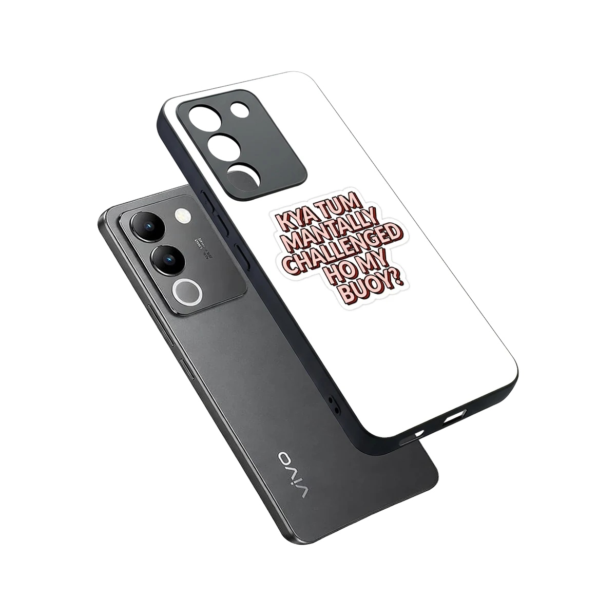 Mantally Challenged sleek vivo y200 5g cover with tempered glass back and TPU edges