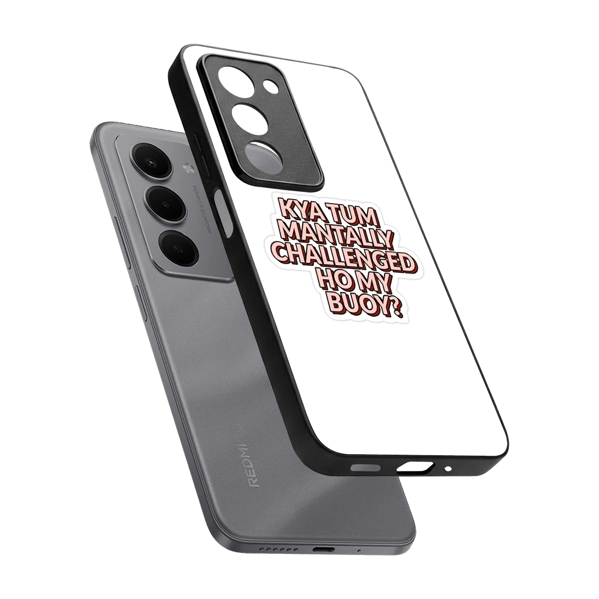 Mantally Challenged sleek redmi 15 5g cover with tempered glass back and TPU edges