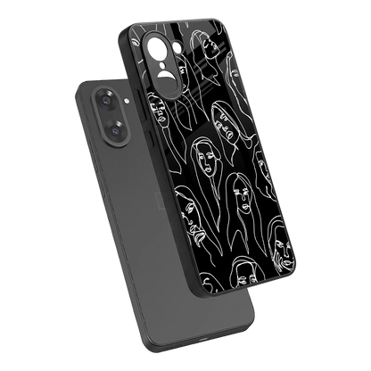 Many Faces Black sleek oneplus nord ce5 5g cover with tempered glass back and TPU edges