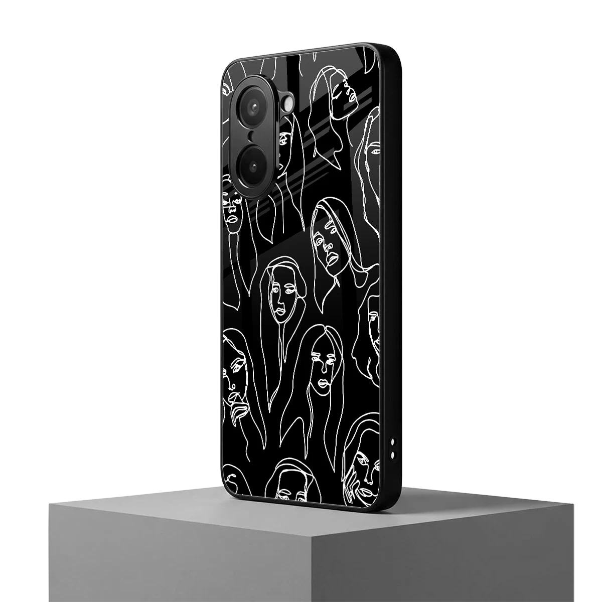 Many Faces Black oneplus nord ce5 5g mobile cover | shockproof glass phone case