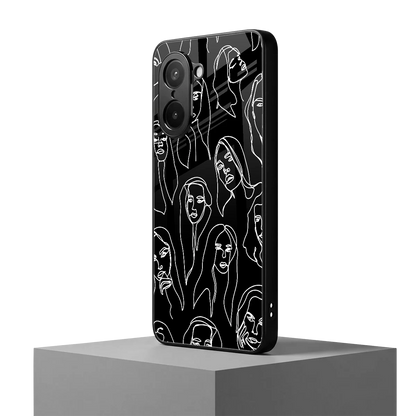 Many Faces Black oneplus nord ce5 5g mobile cover | shockproof glass phone case