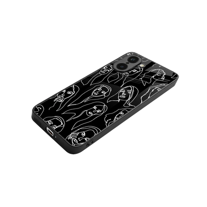Many Faces Black stylish phone case for oneplus nord ce5 5g | glossy glass and slim fit