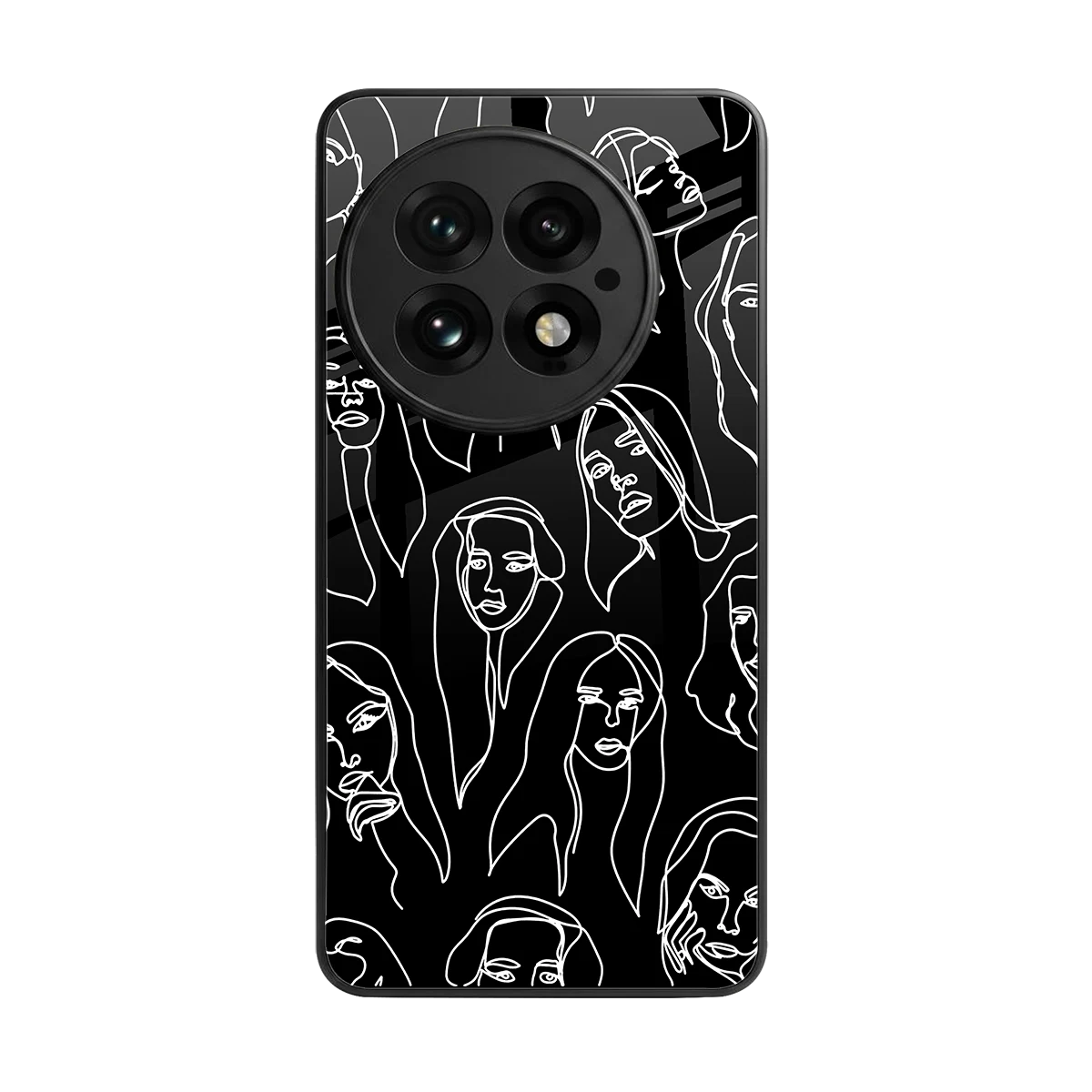 Many Faces Black back phone cover | glass case for oneplus 13