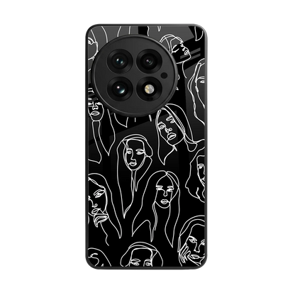 Many Faces Black back phone cover | glass case for oneplus 13