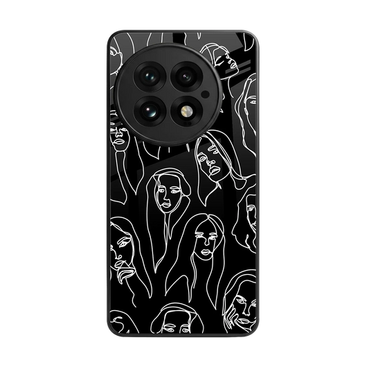 Many Faces Black back phone cover | glass case for oneplus 13